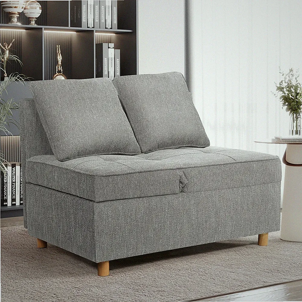 4-in-1 Sofa Bed Chair, Convertible Chair Linen Fabric loveseat Longer Sleeper~US