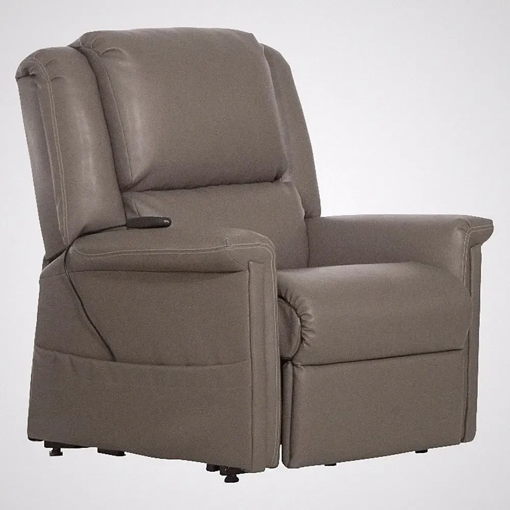 Catnapper Hewitt Power Lift Lay-Flat Recliner with Gray Disinfectable PU Fabric