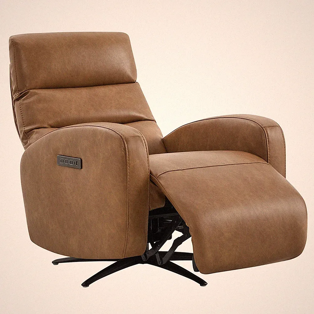 CHITA Genuine Leather Power Swivel Recliner Chair Modern Recliner,Power Headrest
