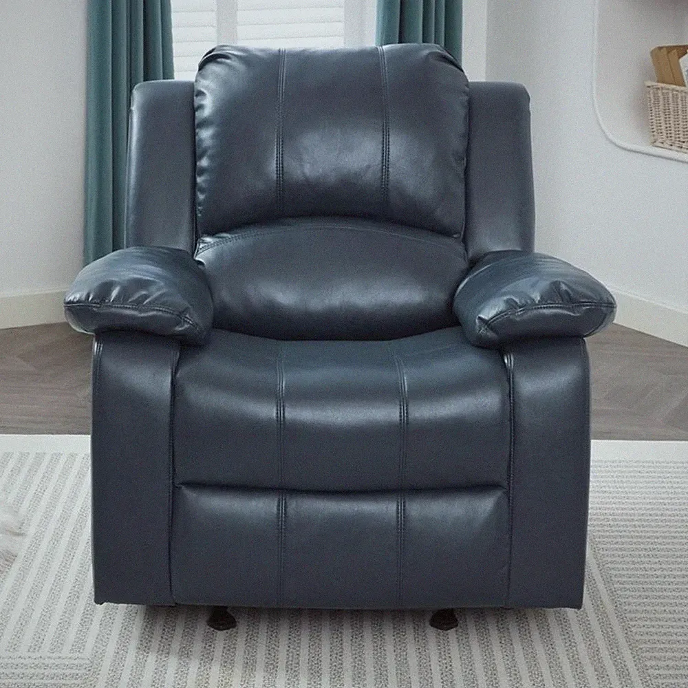 Comfort Pointe Clifton Faux Leather Glider Rocker Recliner in Midnight Blue