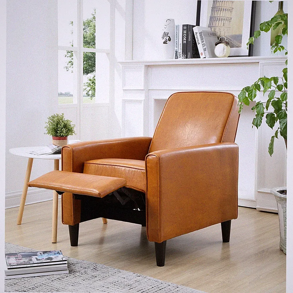 Dracut Faux Leather Manual Recliner Mocha