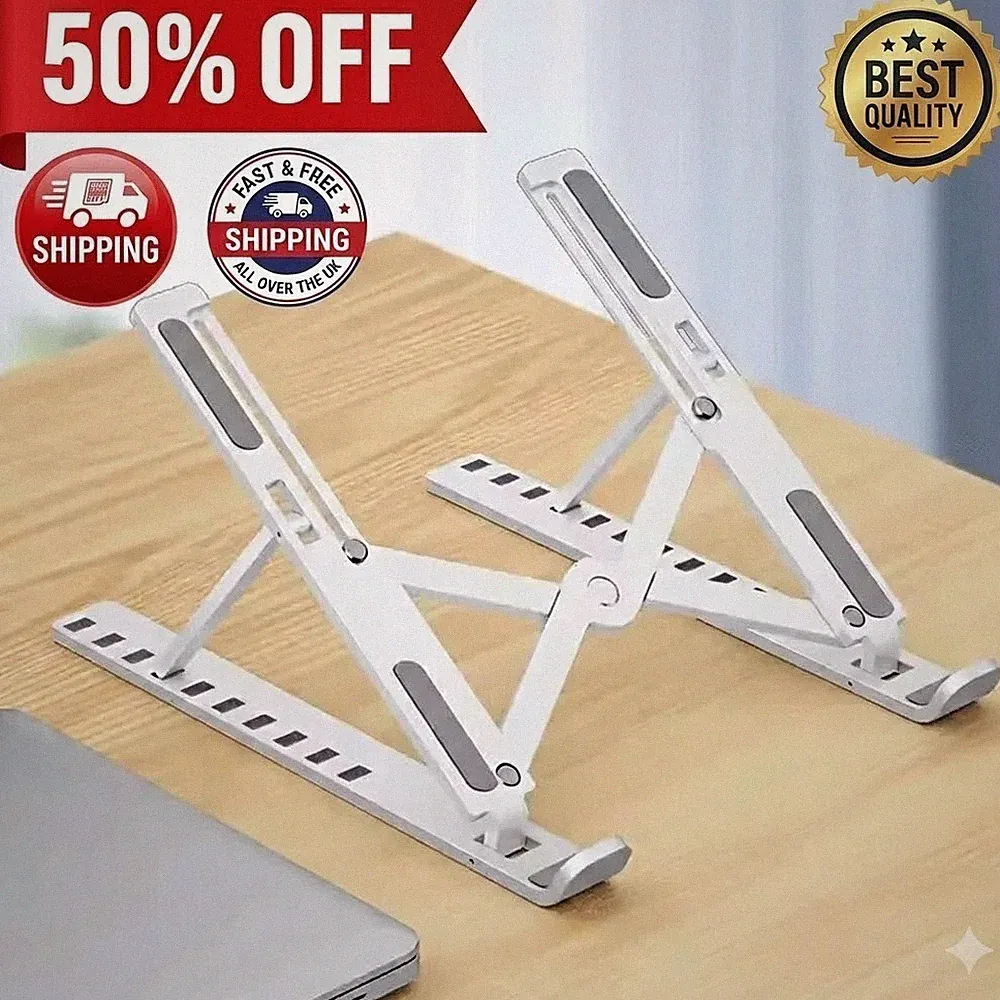 Dyazo Laptop Stand for Desk Adjustable Height 6 Multi-Angle, Ergonomic Foldable