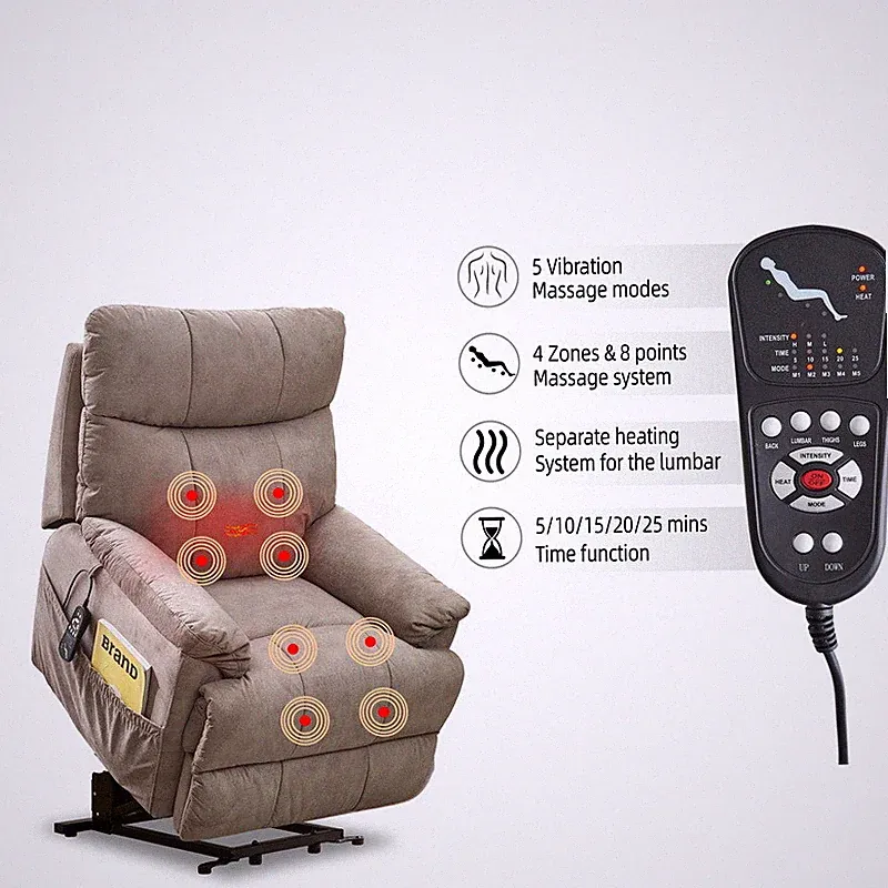 Elderly Power Lift Modern Electric Recliner Chair Heated Vibration Massage Sofa