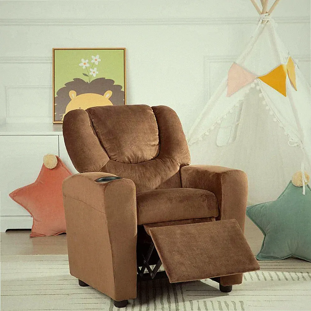 Kids Recliner Game Armchair Children Seat Single Sofa with Footrest & Cup Holder
