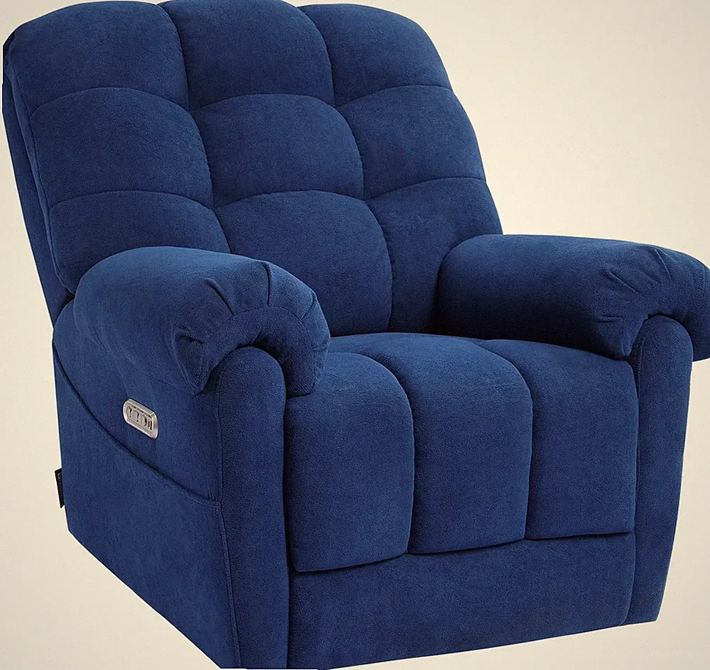 Navy Blue Electric Recliner Chair with Heat & Massage for Ultimate Relaxation