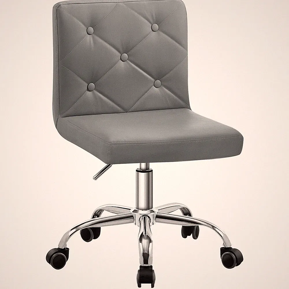 PU Leather Mid-Back Armless Desk Chair Adjustable Height 360° Rolling Swivel...