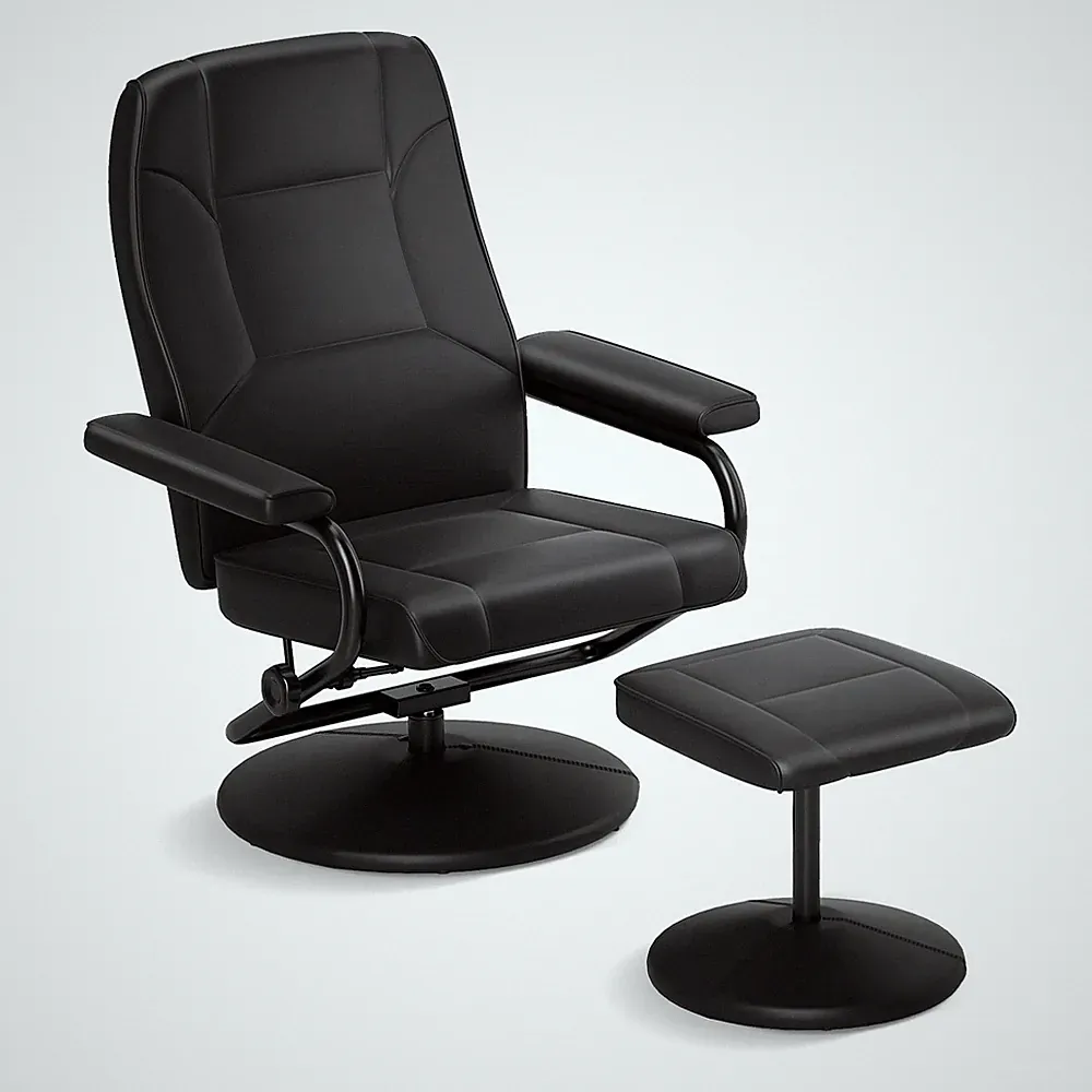 Reclining Chair w/ Ottoman Adjustable Backrest Padded Seat Footrest for Bedroom