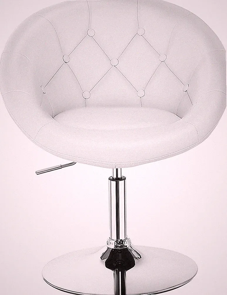 Stylish Tufted Leather Swivel Accent Chair with Chrome Frame - Adjustable Height