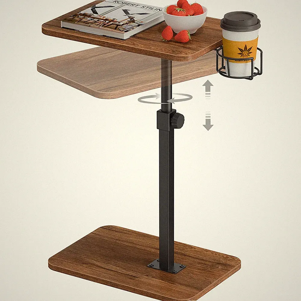TV Tray Table 360° Swivel Height Adjustable TV Trays for Eating on CouchSofa...