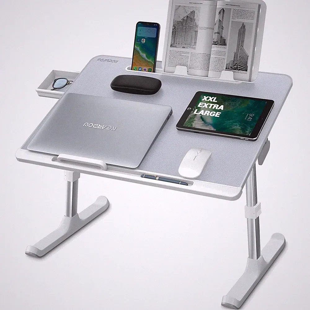XXL Bed Table Desk for Laptop and Writing, Adjustable Computer Tray Laptop St...